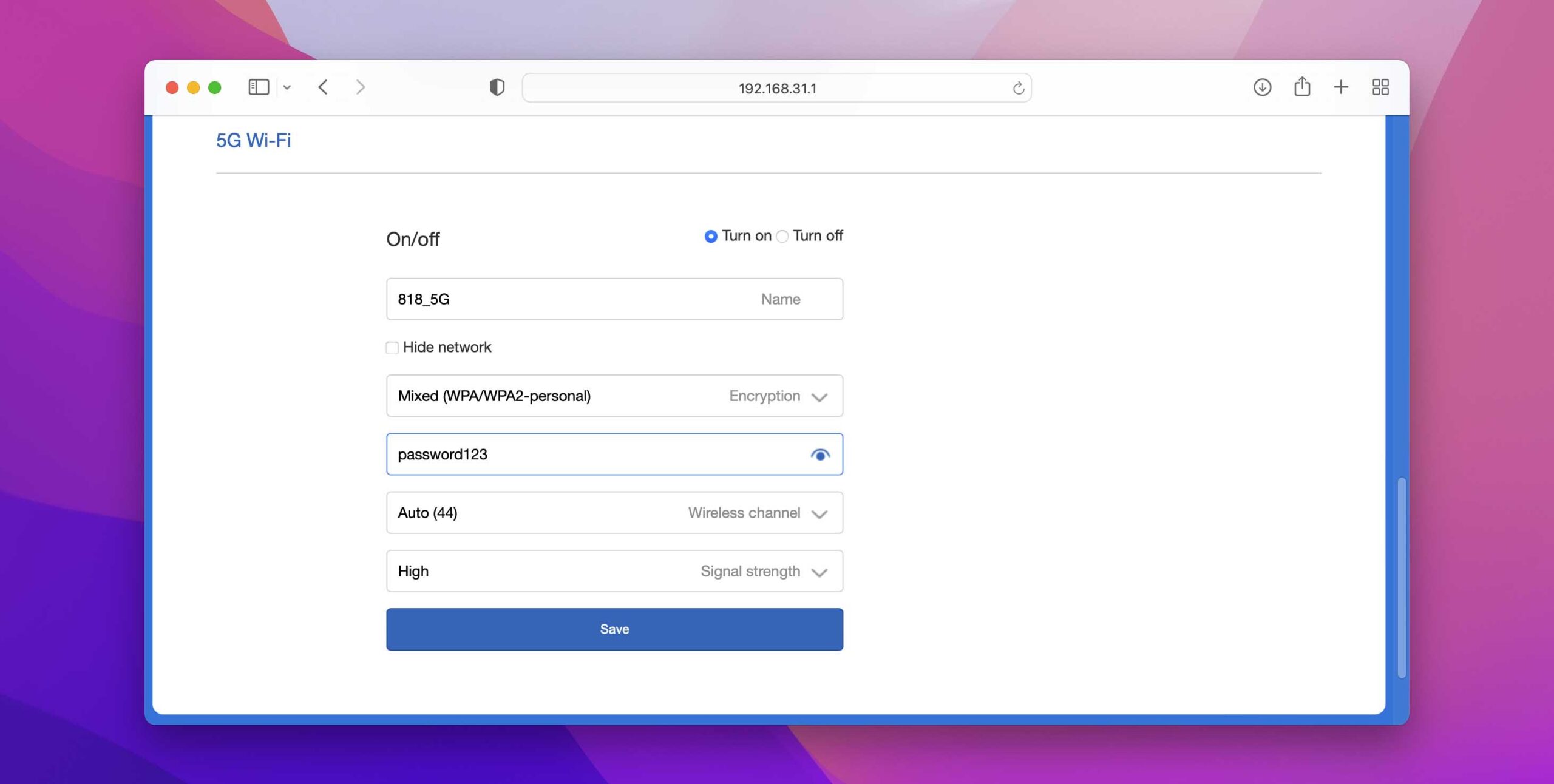 Enter the new password