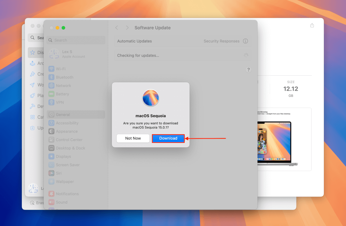 Download button for the macOS Sequoia installer in the App Store