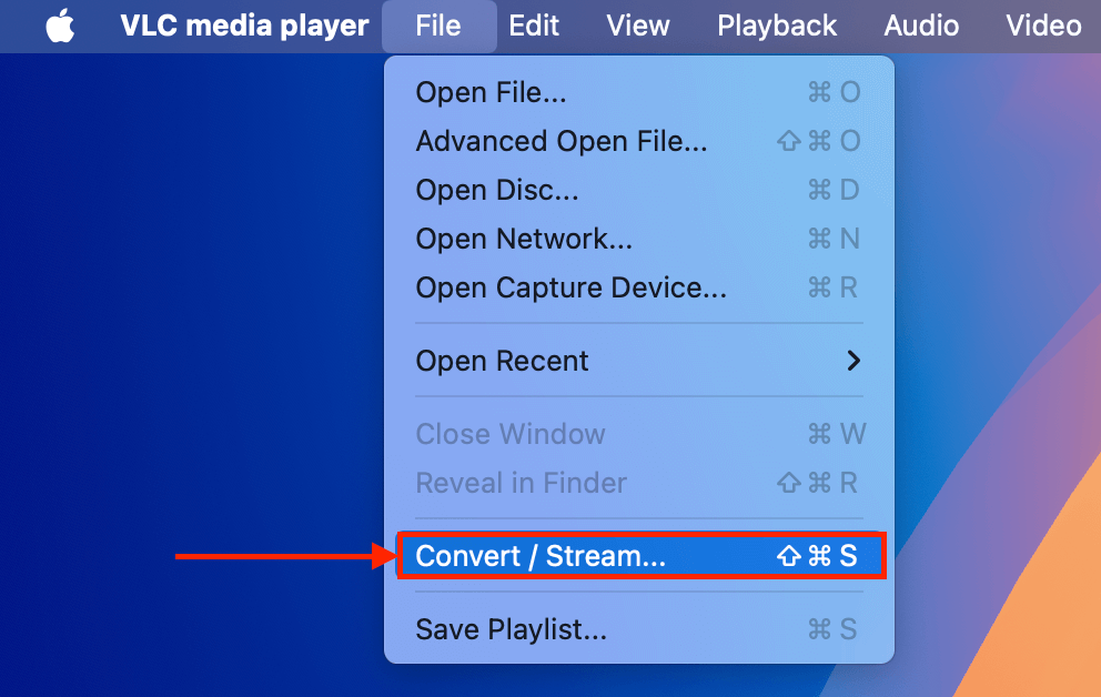 Convert/Stream button in VLC's File menu