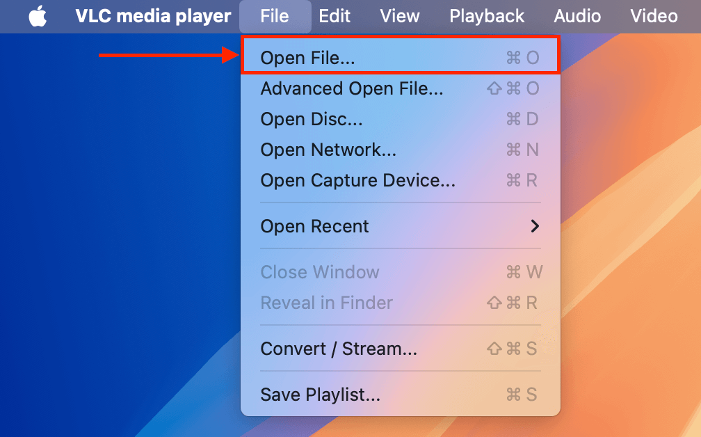 Open File button in VLC Media Player's File menu
