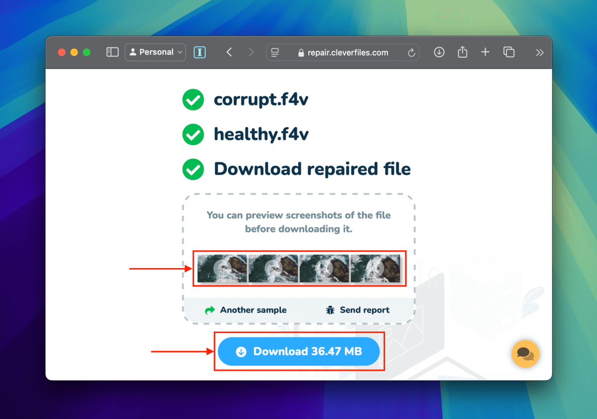 Clever Online Video Repair Preview and Download tools for repaired F4V file