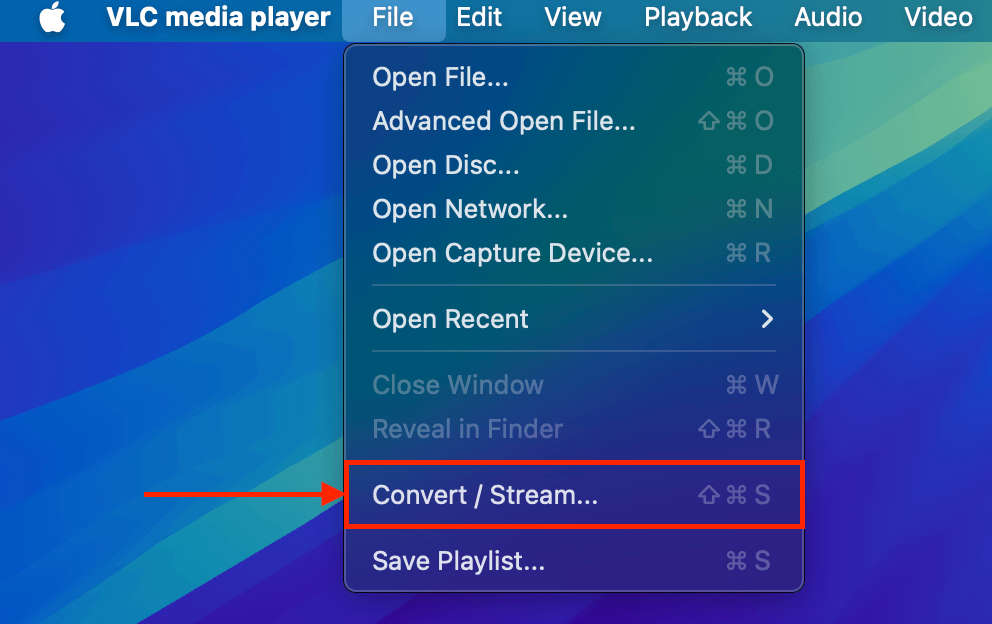 Convert/Stream button in VLC Media Player's File menu