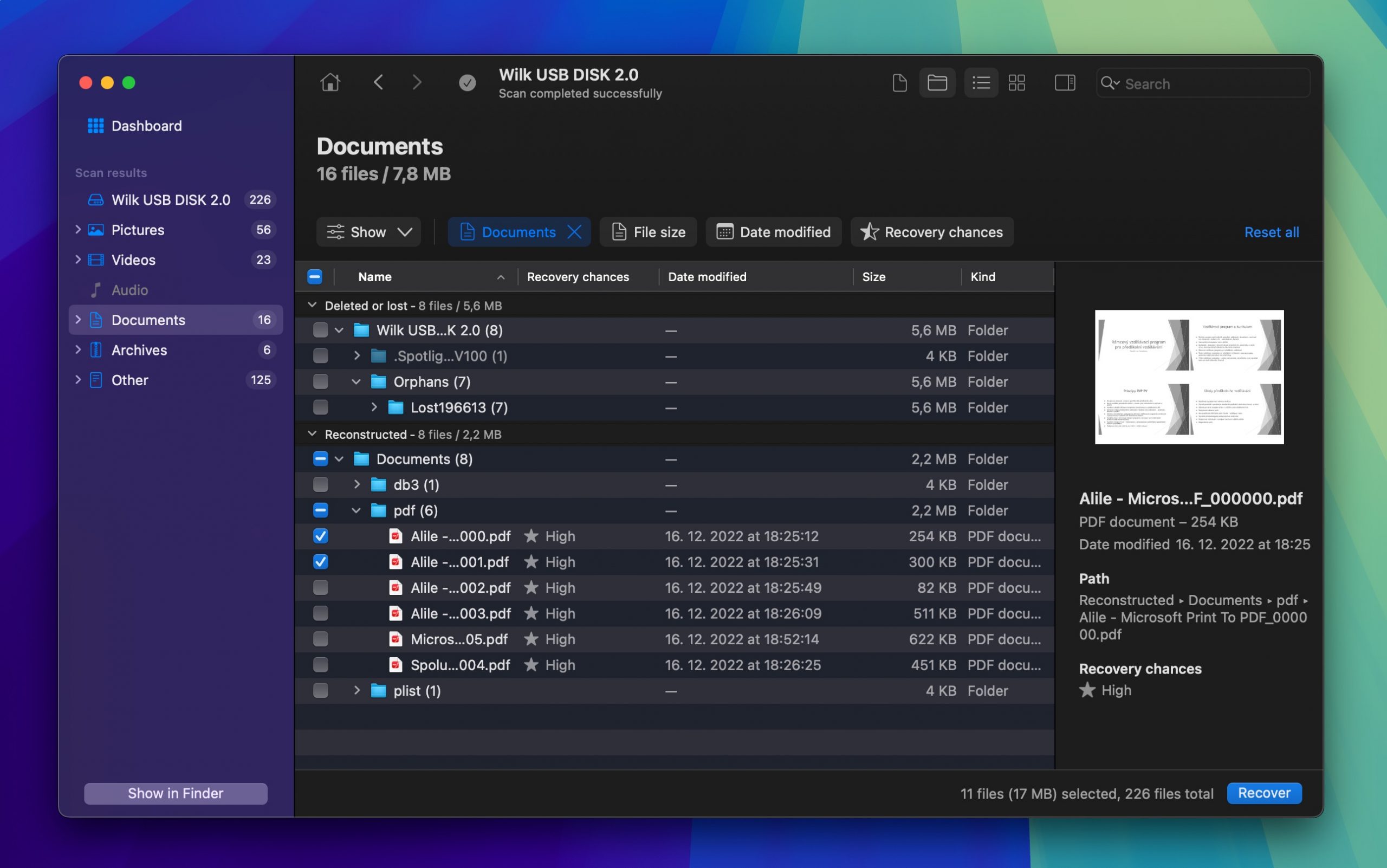 disk drill documents selected recover