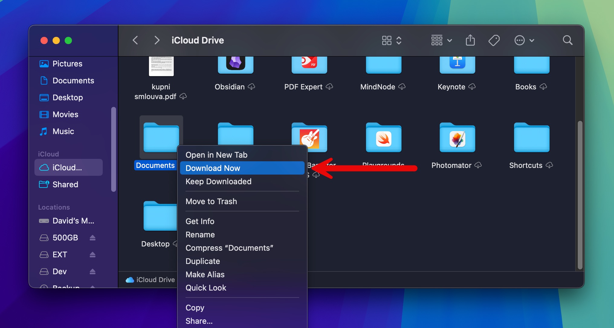 download now documents icloud