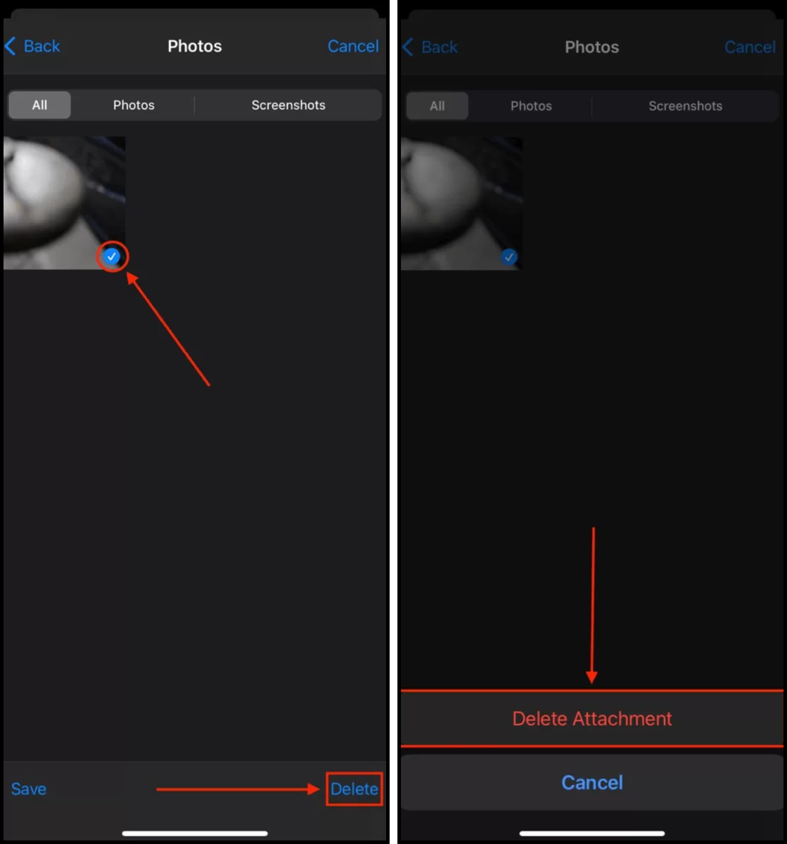 Deleting a video attachment in the Messaging app on an iPhone