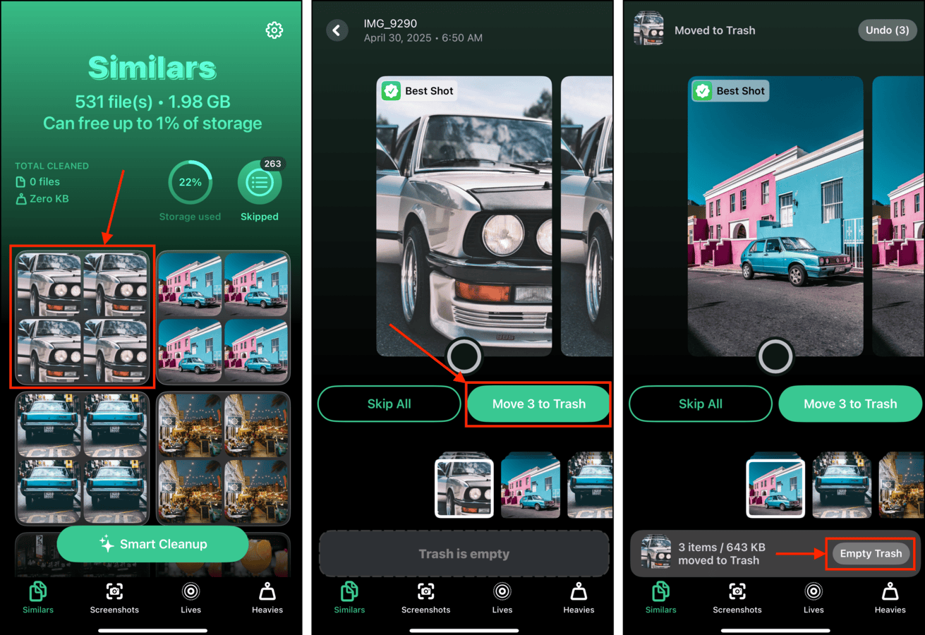 Removing burst photos using Clever Cleaner