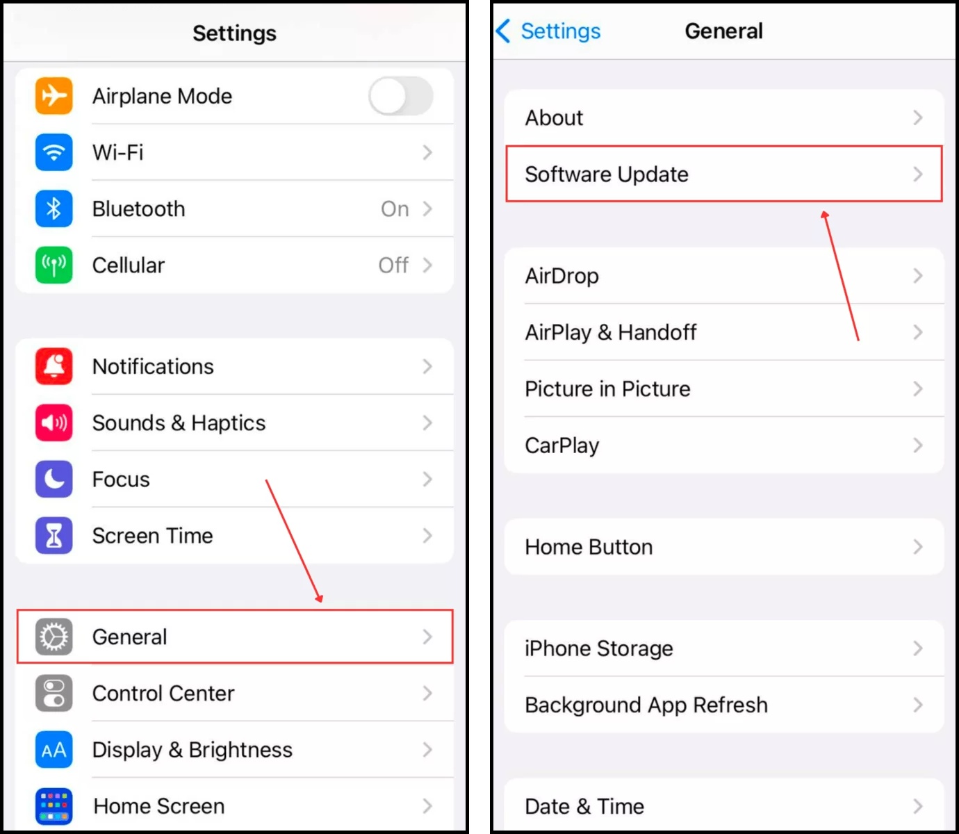 updating iPhone software in Settings