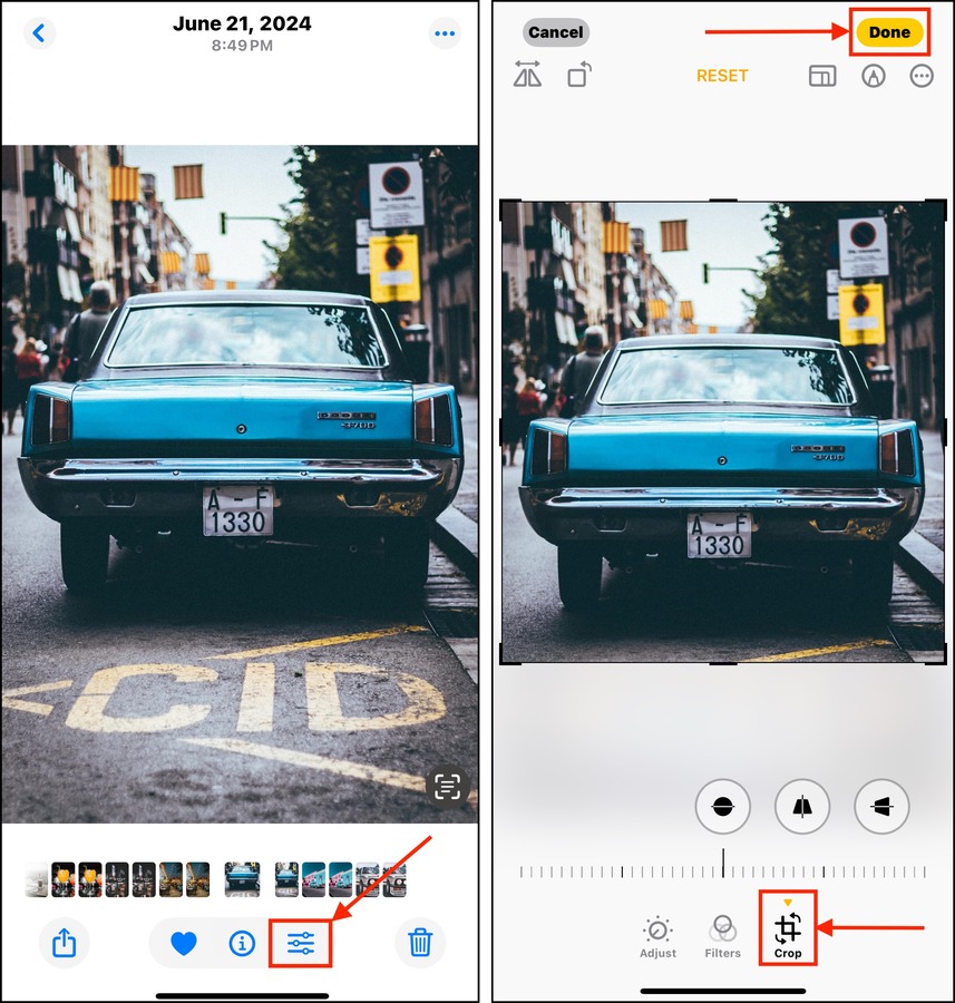 Cropping pictures in the iPhone Photos app