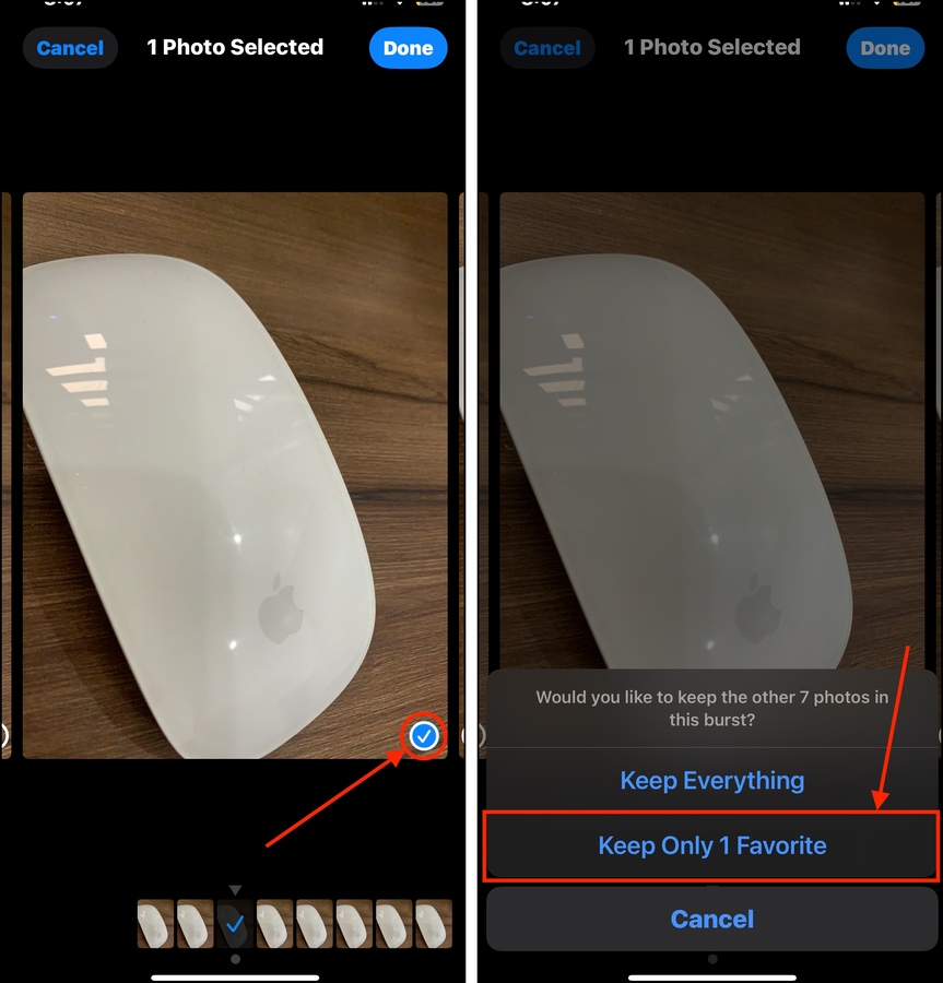 Selecting which Burst photo to keep