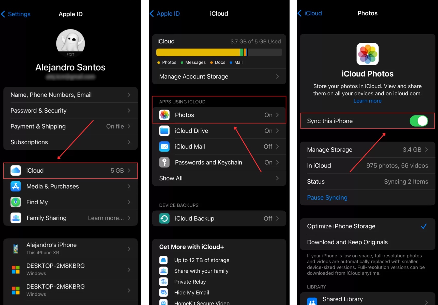 storage optimization feature in iCloud