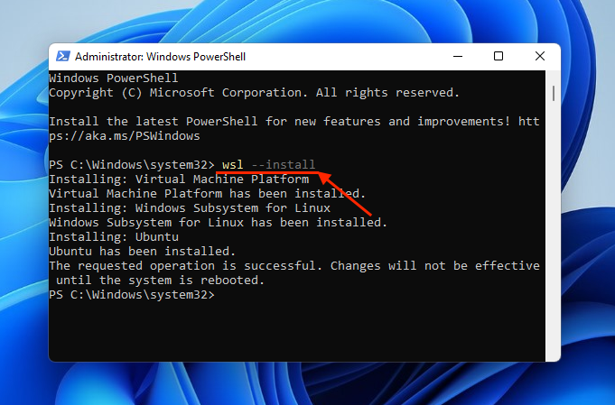 Installation WSL via Windows PowerShell