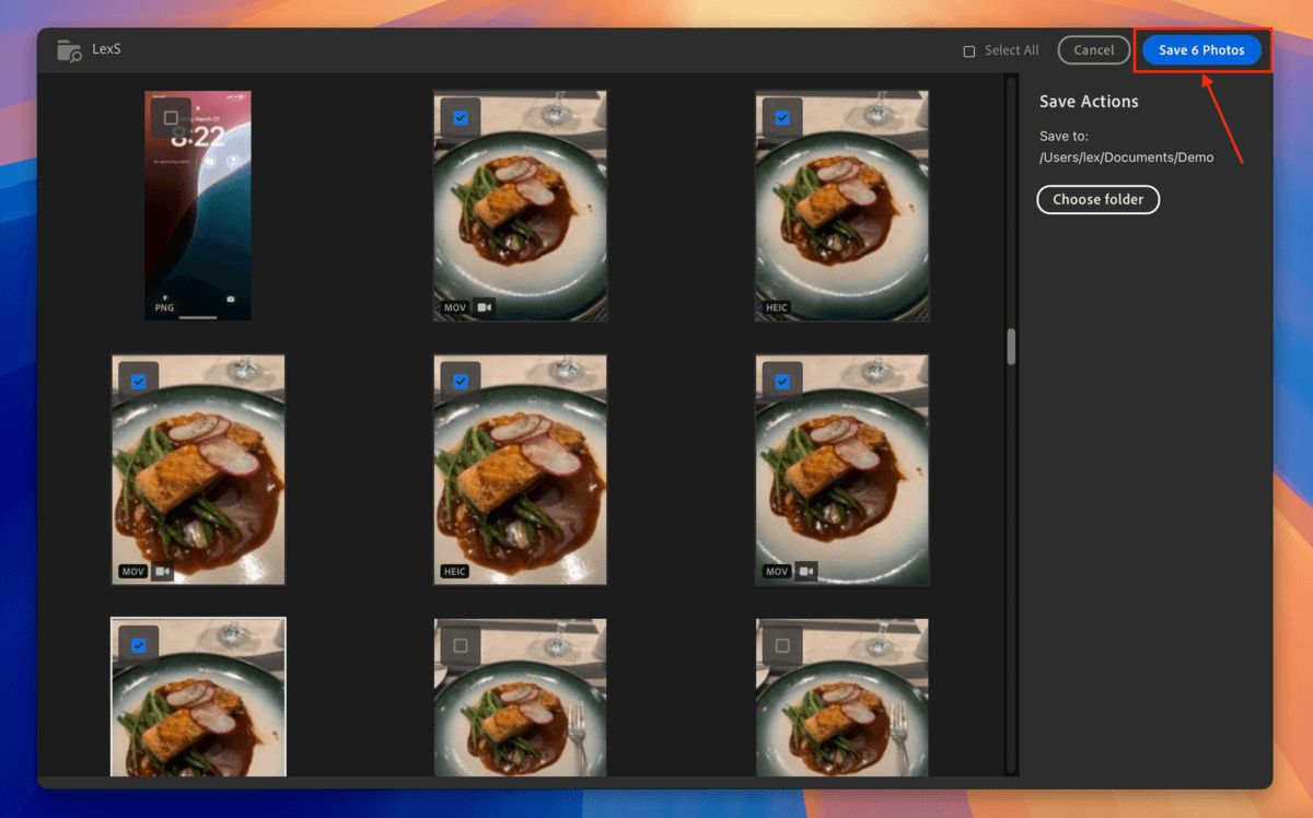 Save button in Adobe Lightroom