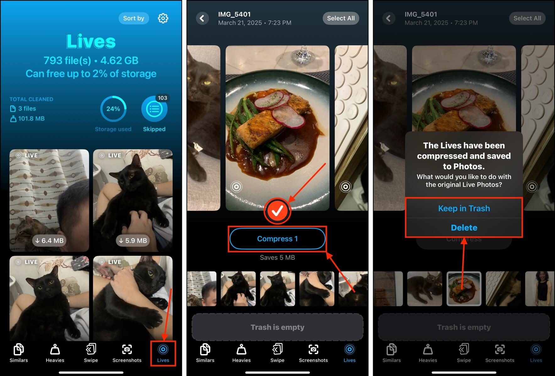 compressing live photos in Clever Cleaner