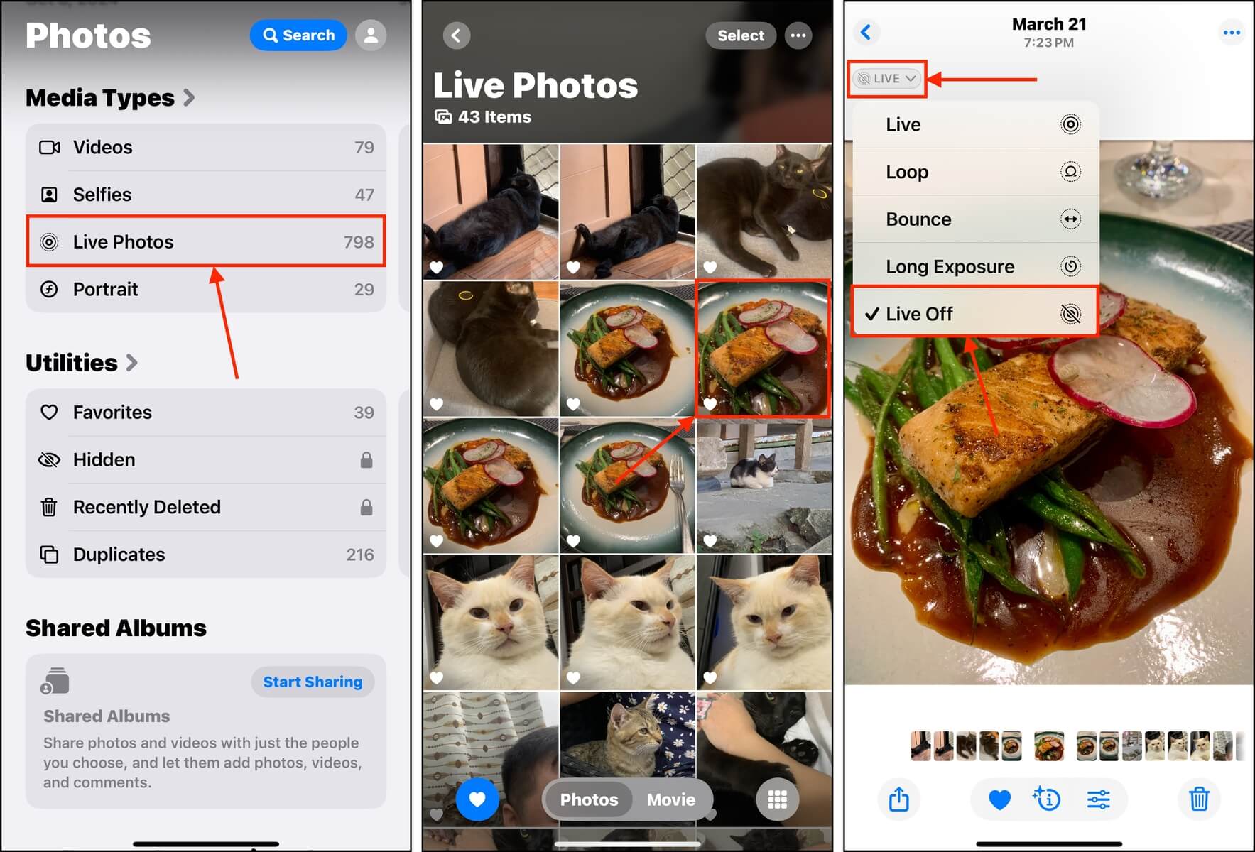 Live off button in Photos