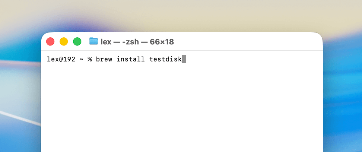 brew install testdisk command in terminal