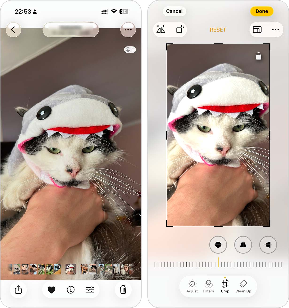 crop photo in photos app