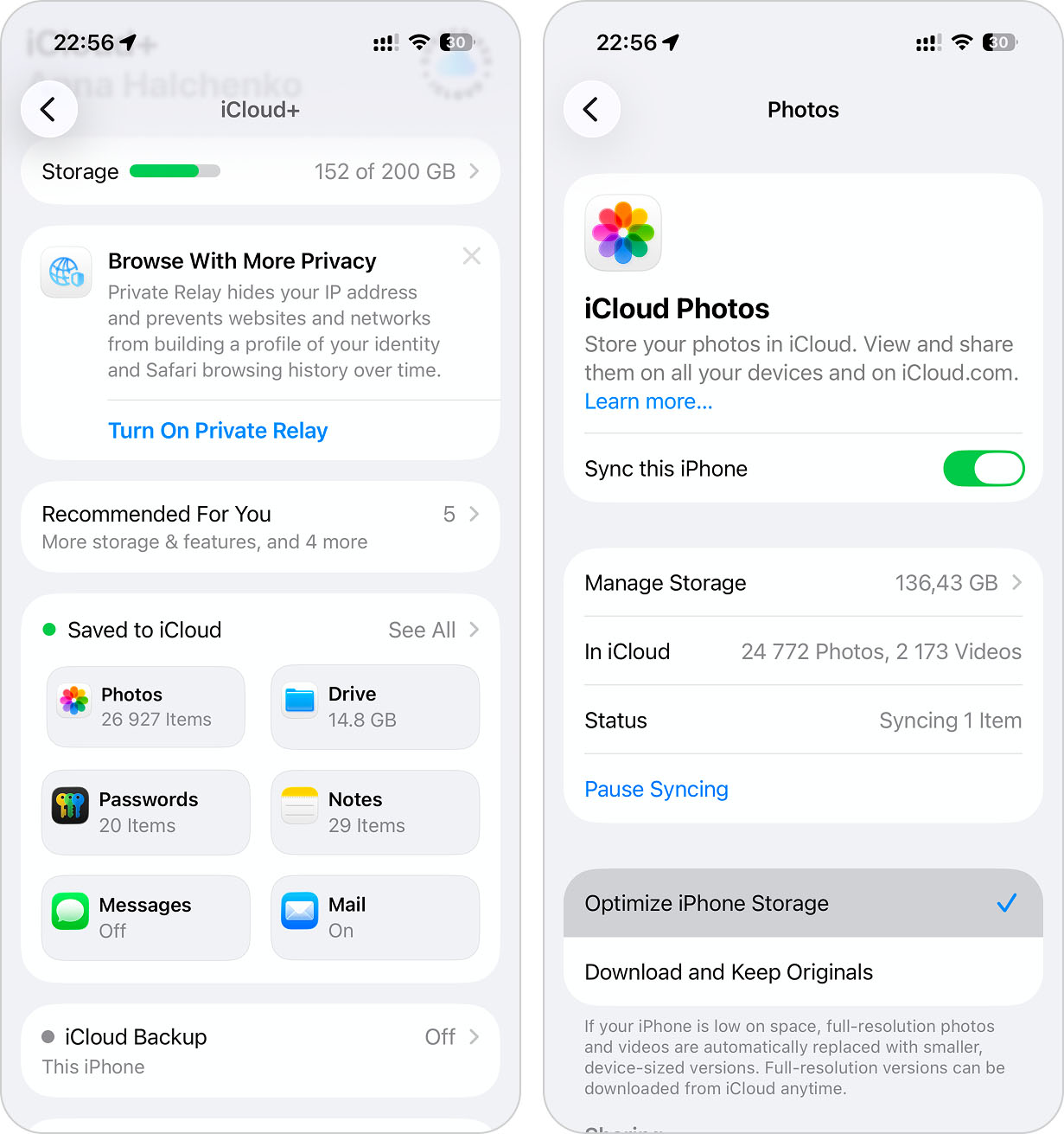 optimize storage with icloud