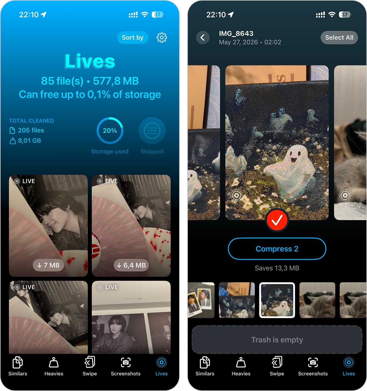 select live photos to compress